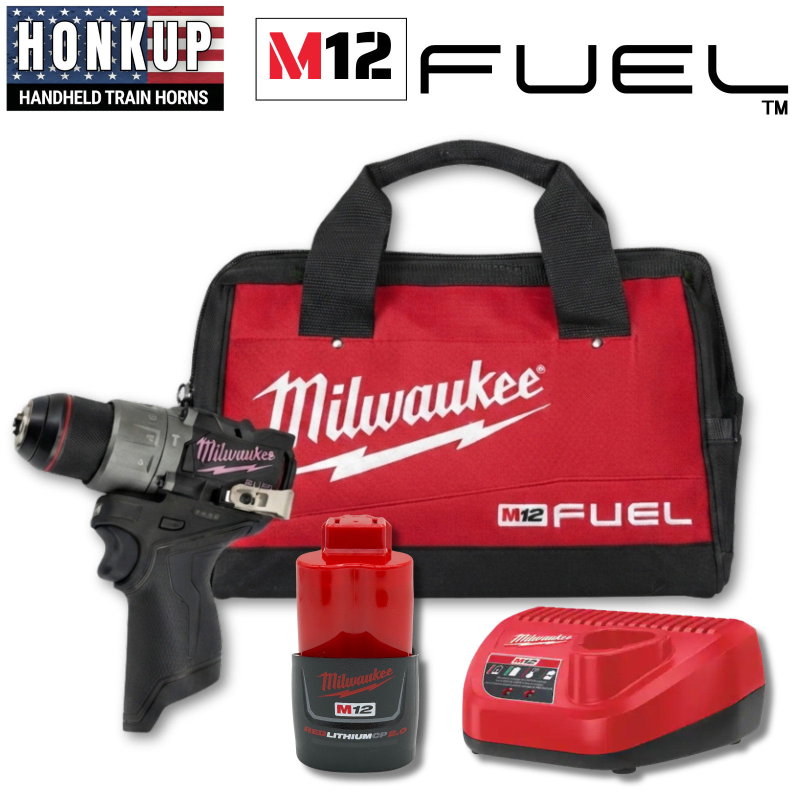 M12 FUEL 1/2&Prime; Hammer Drill Driver 3404-20 Kit w/ CP2.0 Battery, M12 Charger, Bag