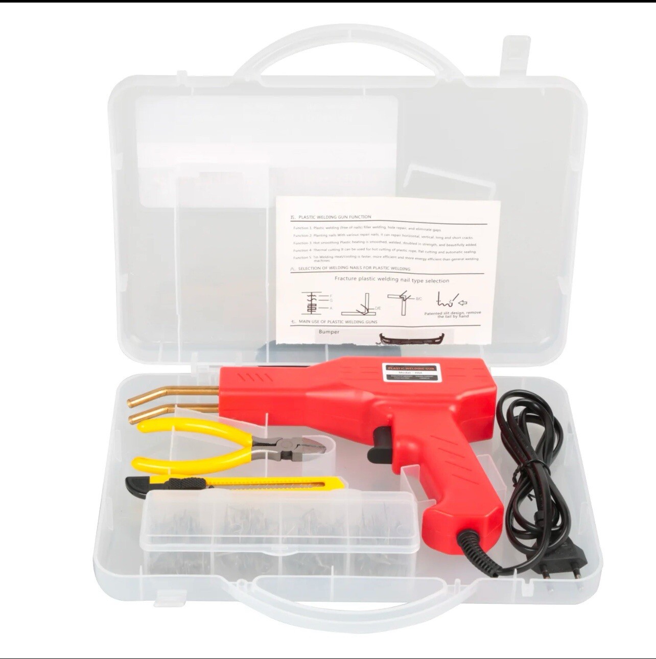 Hot Stapler Car Bumper Fender Fairing 600 Staples Welder Gun Plastic Repair Kit