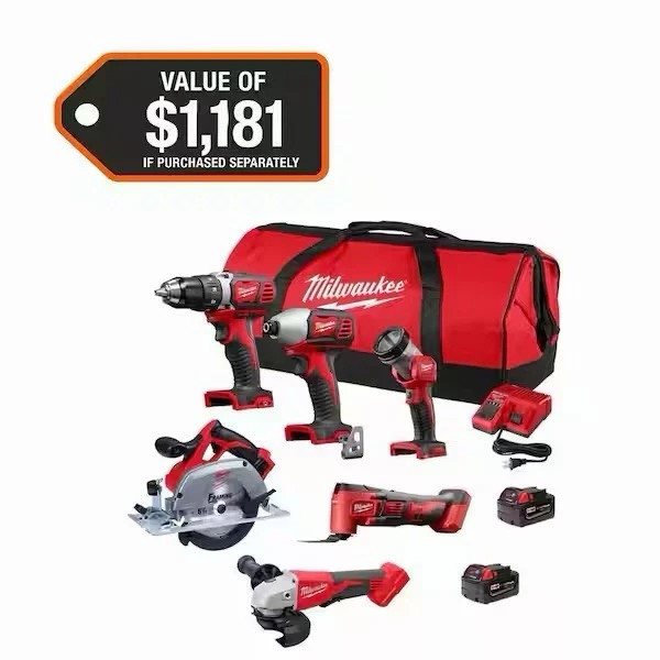 Milwaukee 2697-26XC M18 6-Tool Combo Kit 2 XC4.0 Batteries Charger Tool Bag
