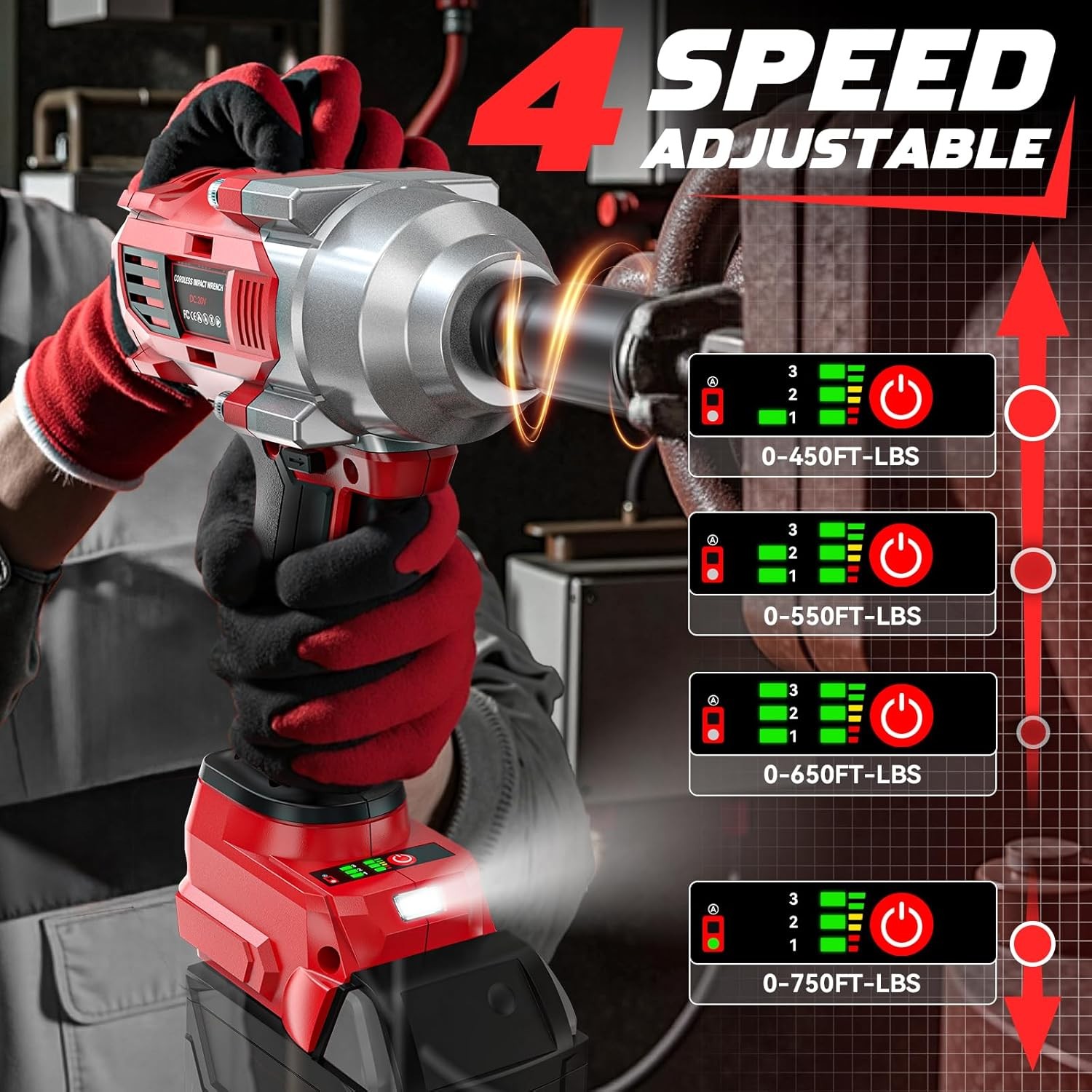 Cordless Impact Wrench 1/2&Prime; Compatible with Milwaukee 18V Battery, 750 Ft-Lbs Hi