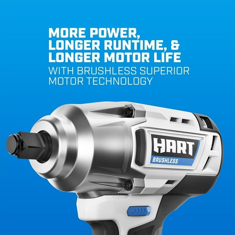 HART HPIW25 20-Volt 1/2&Prime; Battery-Powered Brushless Impact Wrench, 600 Ft-Lbs 🆕