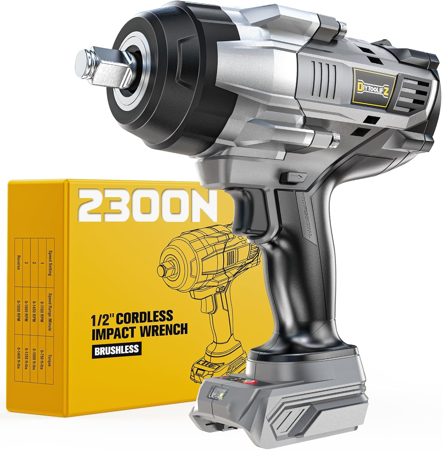 Cordless Impact Wrench 1/2&Prime; Compatible with Dewalt 20V Battery, 1700 Ft-Lbs (230