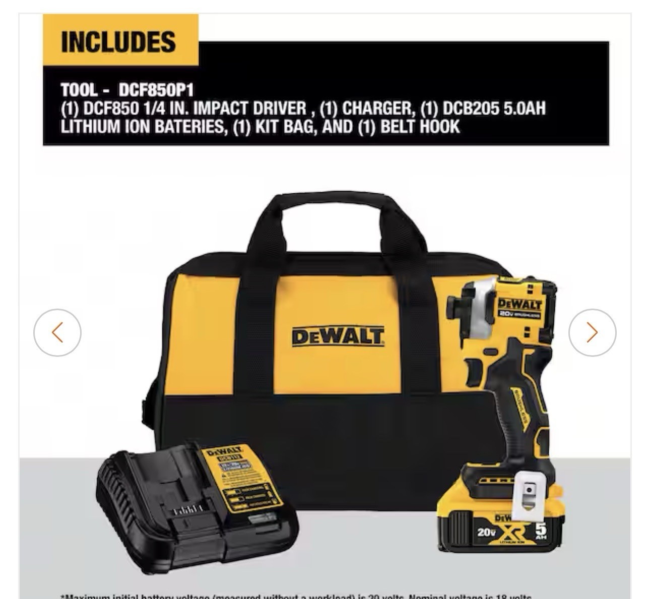 DEWALT ATOMIC 20V 1/4&Prime; 3 Speed IMPACT DRIVER KIT + 5Ah BATTERY, Charger DCF850P1
