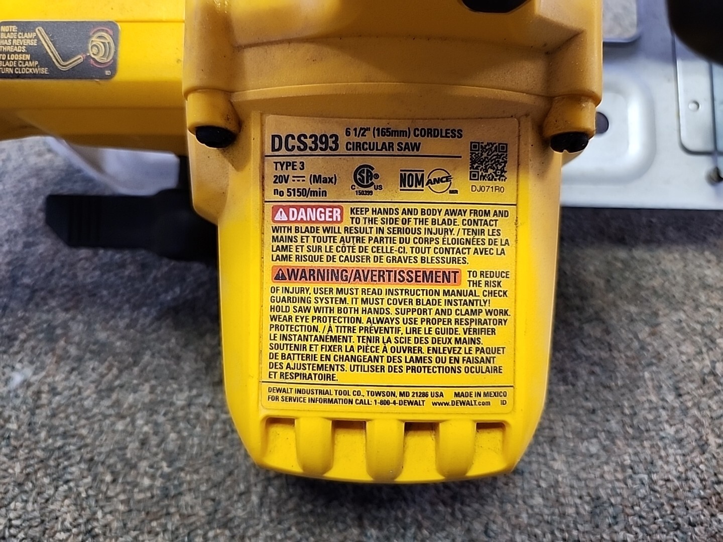 DEWALT 20V Max 6-1/2&Prime; Cordless Circular Saw – DCS393 Tool Only