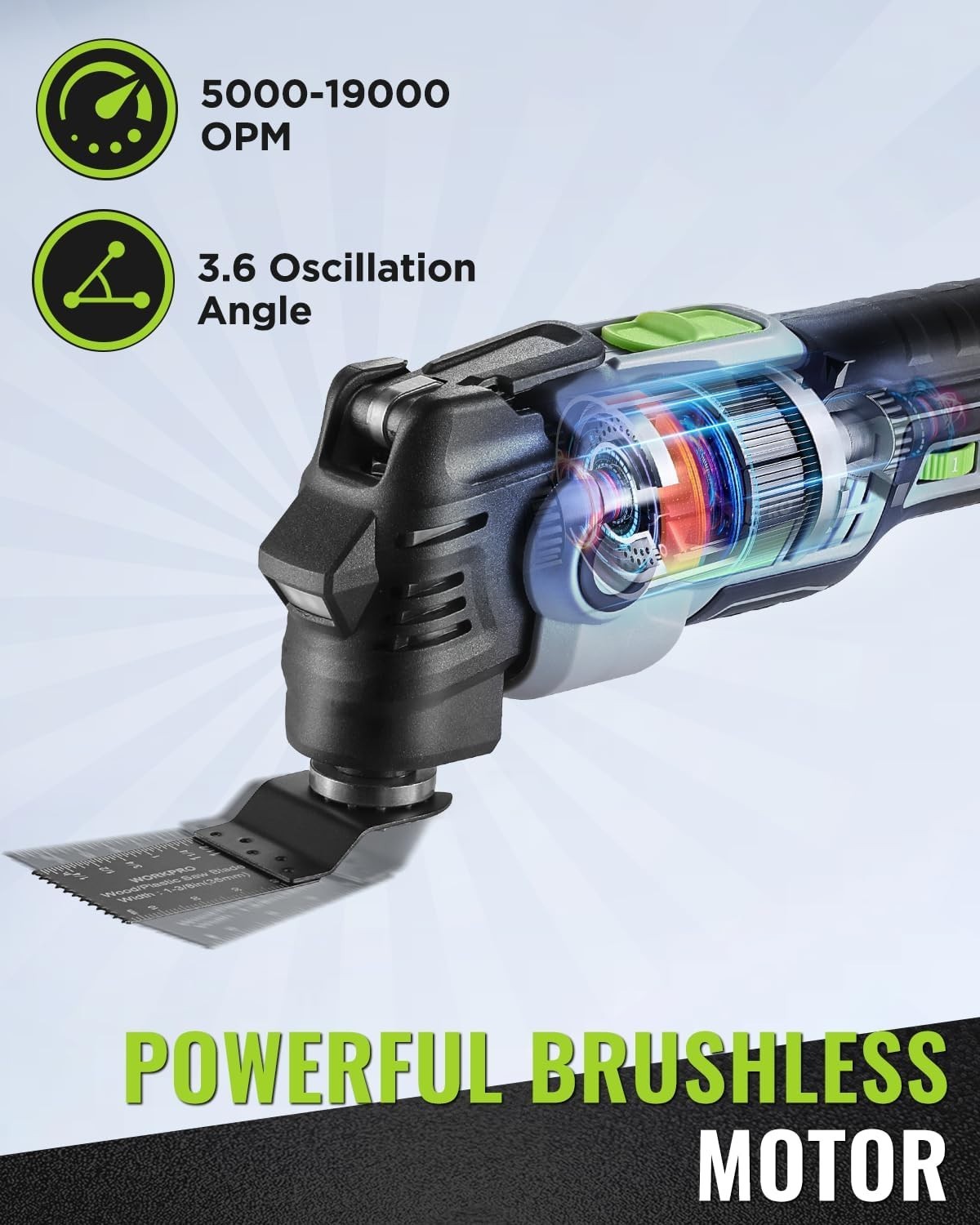 WORKPRO 20V Oscillating Tool Kit, Cordless Brushless Multi Tool