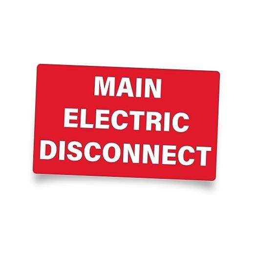 Main Electric Disconnect Labels (4-Pack, 5&Prime; x 3&Prime;) – Heavy Duty Vinyl Decals