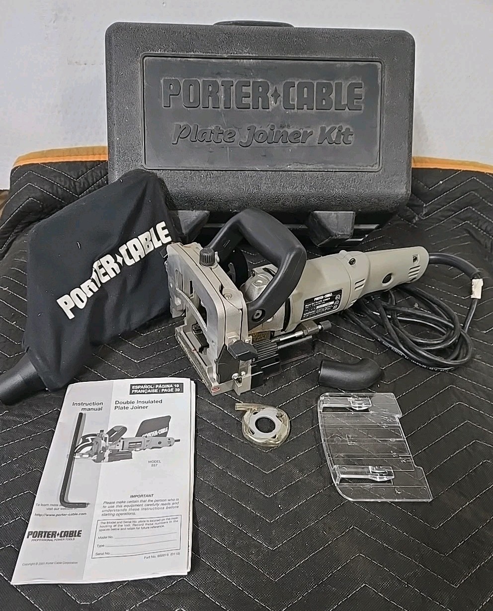 Porter Cable 557 Biscuit Joiner 7 Amp w/ Hard Case , Manual,dust Collection Bag
