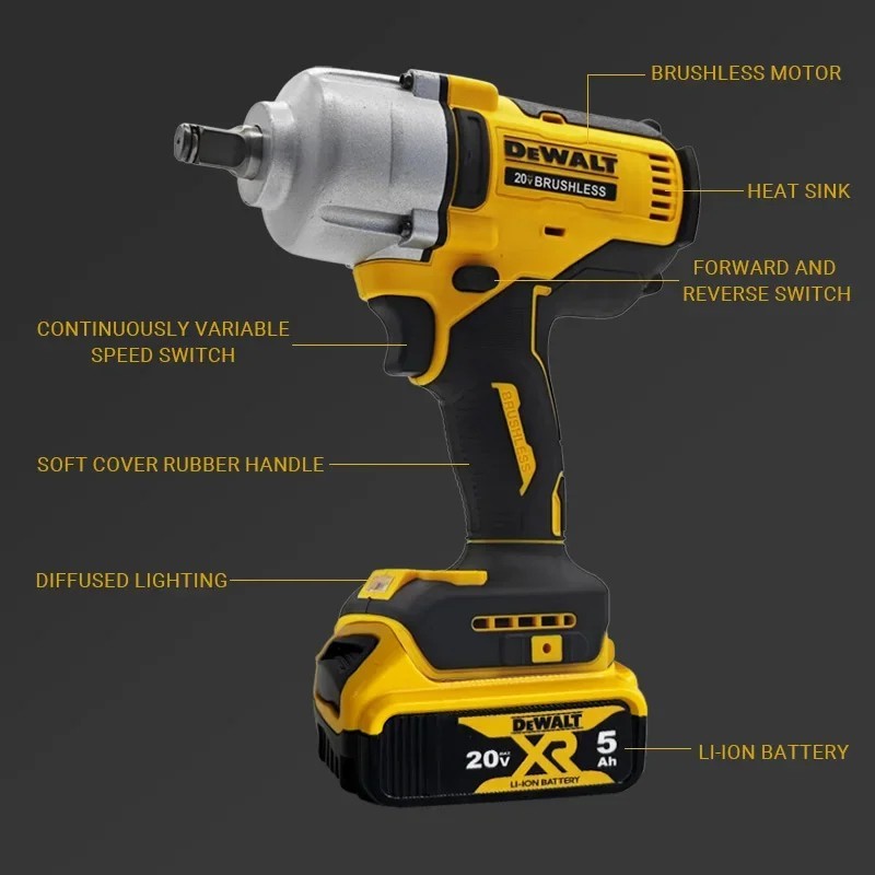 DeWALT DCF900 20V Brushless Impact Wrench 1/2&Prime; 1898Nm High Torque Cordless.
