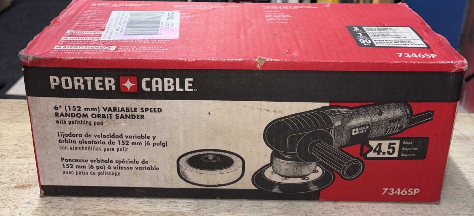 Porter Cable 7346SP 6 in. Variable-Speed Random Orbit Sander with Polishing Pad