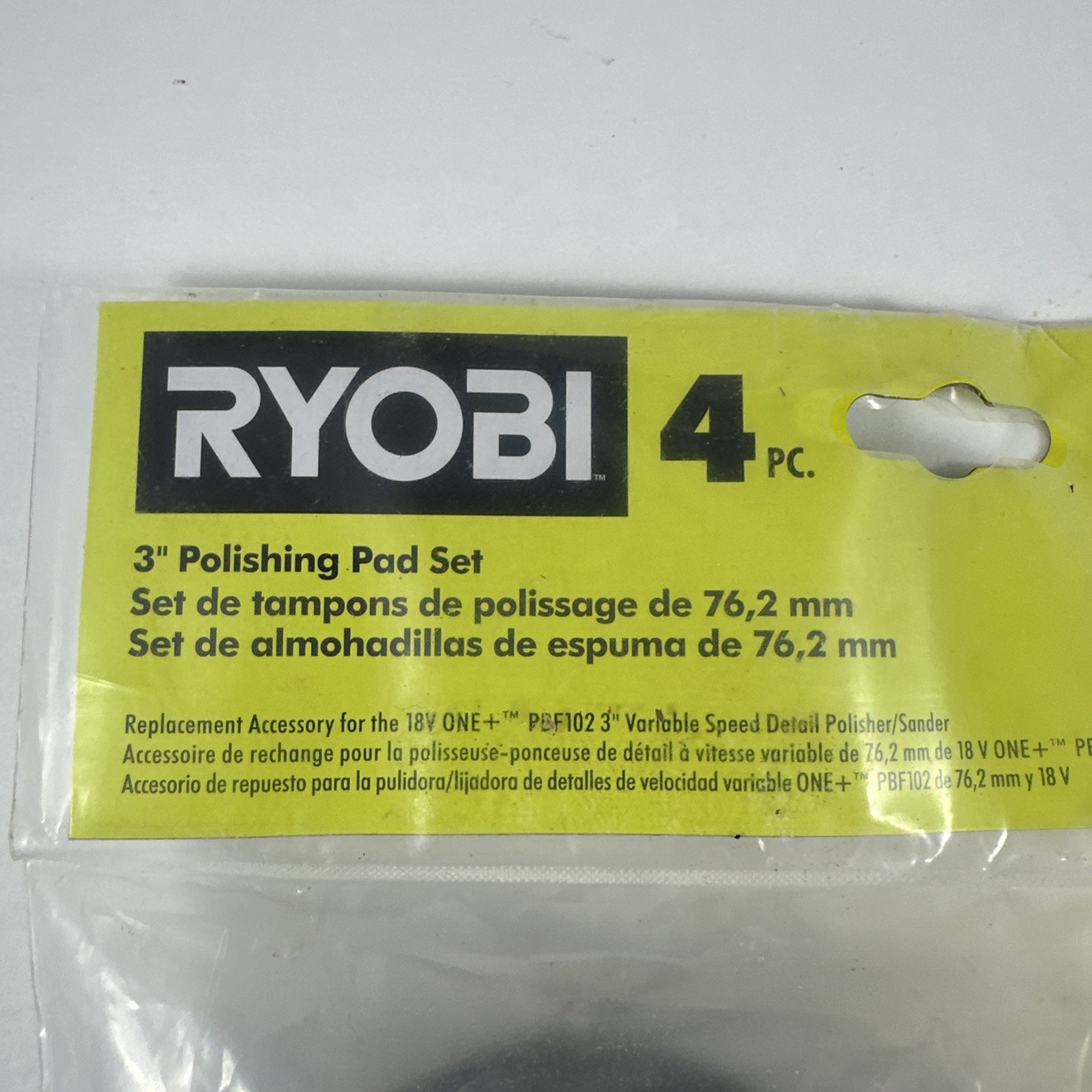 RYOBI A95DP401 4-Pc 3” Polishing Pad Set for PBF102/PBF100 – Brand New