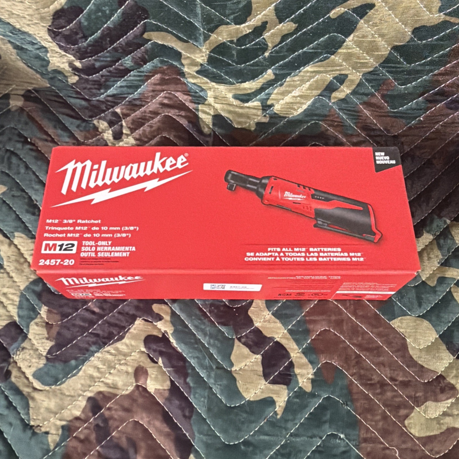 New Sealed! Milwaukee 2457-20 M12 12V 3/8&Prime; Inch Cordless Ratchet, Tool Only