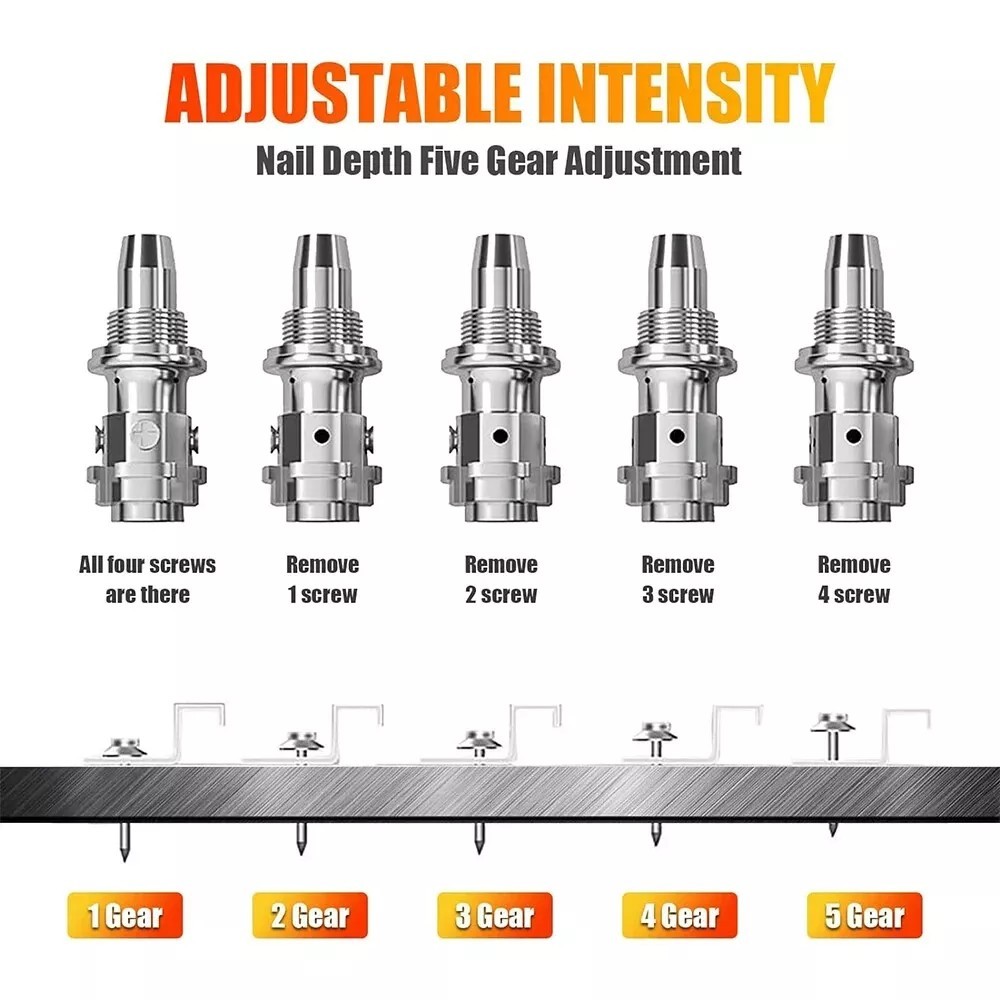 Powerful Concrete Nail Gun Air Nailer Nail Wall Fastening Tool 50PCS Round Nails