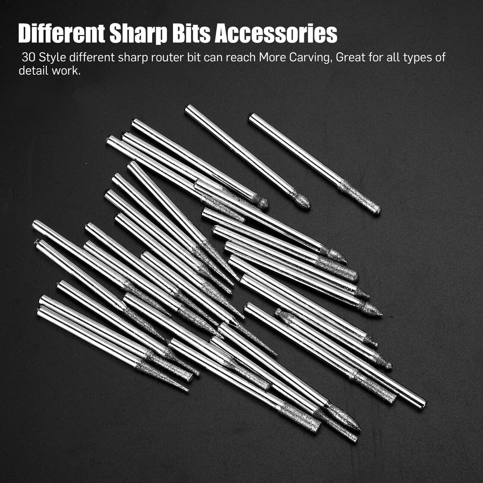 90 Pcs Diamond Burr Bits Drill Set Rotary Multi Tool Accessories Kit For Dremel