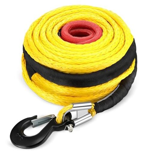 1/2&Prime; x 100 ft Synthetic Winch Rope Cable Kit, 32000lbs 1/2&Prime; X 100 ft Yellow