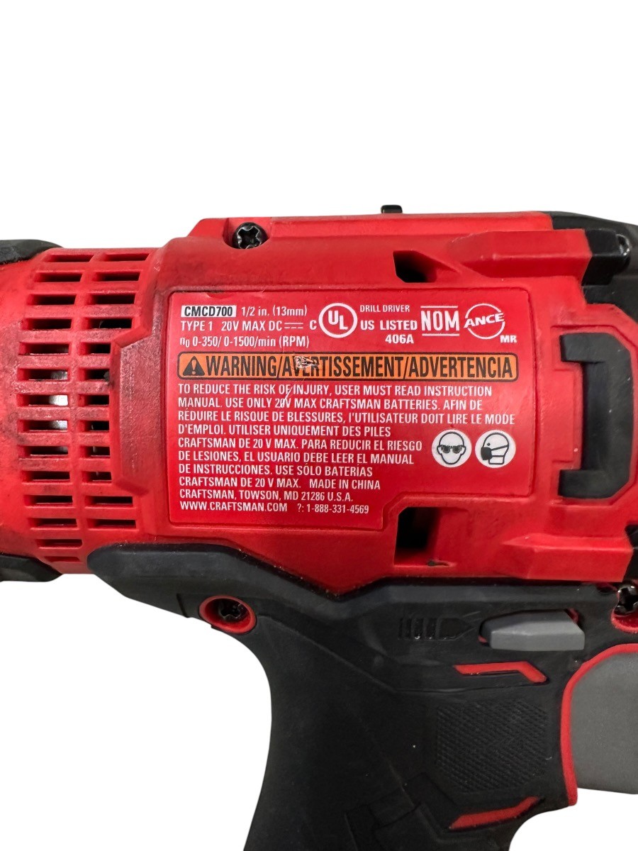 CRAFTSMAN CMCD700 20V 1/2&Prime; DRILL KIT w/Bits (al kp) (PBR122330)