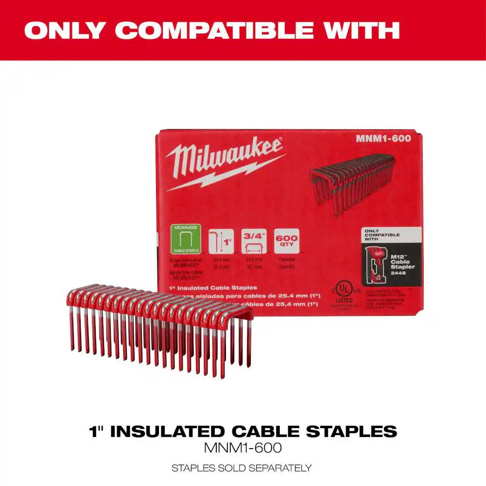 M12 12-Volt Lithium-Ion Cordless Cable Stapler W/Cp High Output 2.5 Ah Battery P