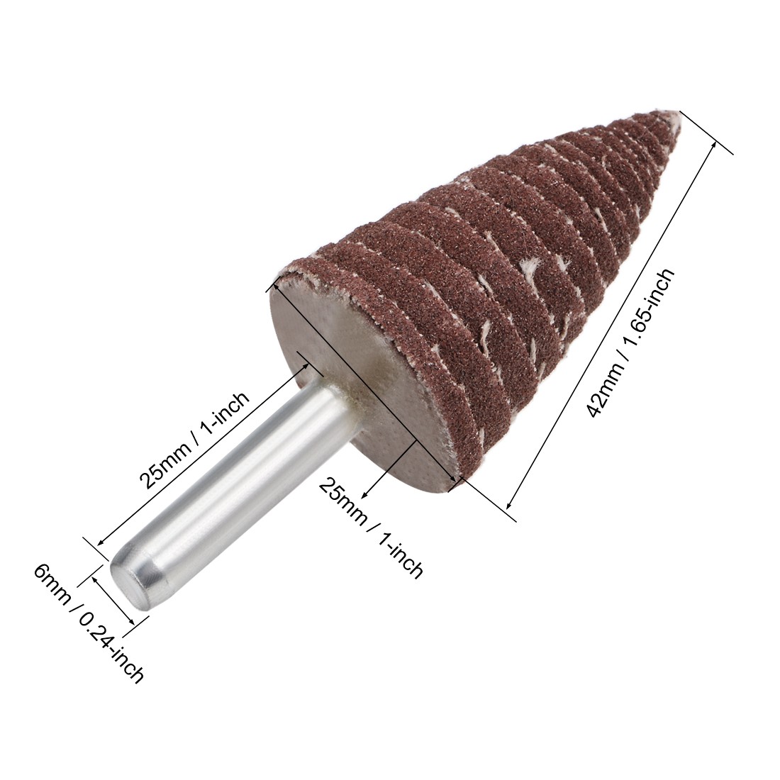 10Pcs 25mm Cone Shape Abrasive Flap Wheel 1/4&Prime; Shank for Deburring 120 Grits