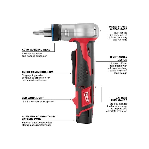 Milwaukee Tool 2432-22 M12 Lithium-Ion Propex Expansion Tool Kit