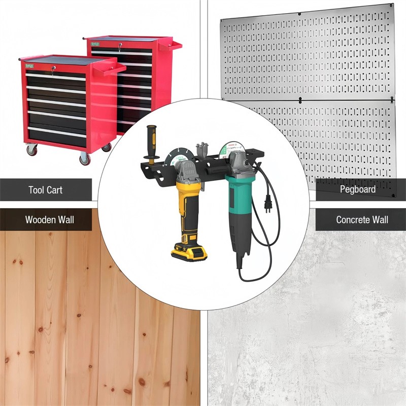 2X Angle Grinder Holder – 4 Bay Angle Grinder Rack/Stand Storage Rack Wall Mount