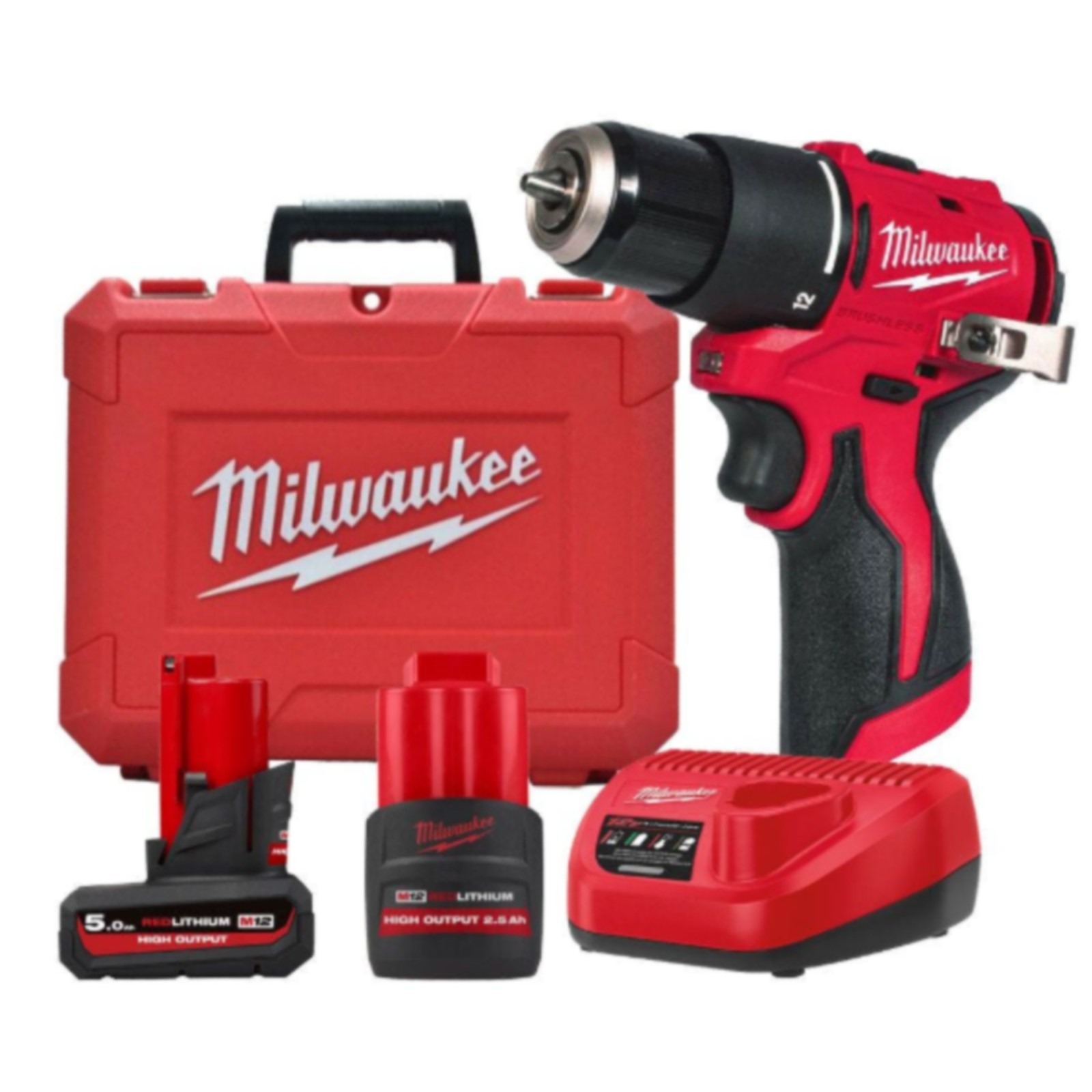 Milwaukee M12 BLPDRC-5252C Hammer Drill Kit 2.5Ah 5.0Ah Battery 12V