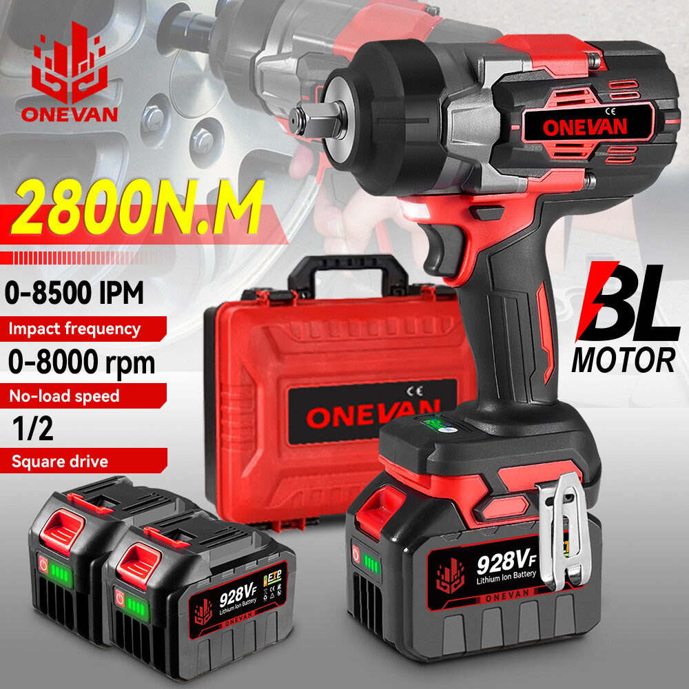 2800Nm Cordless Impact Wrench Brushless High Power Driver Gun+2x Battery For Car