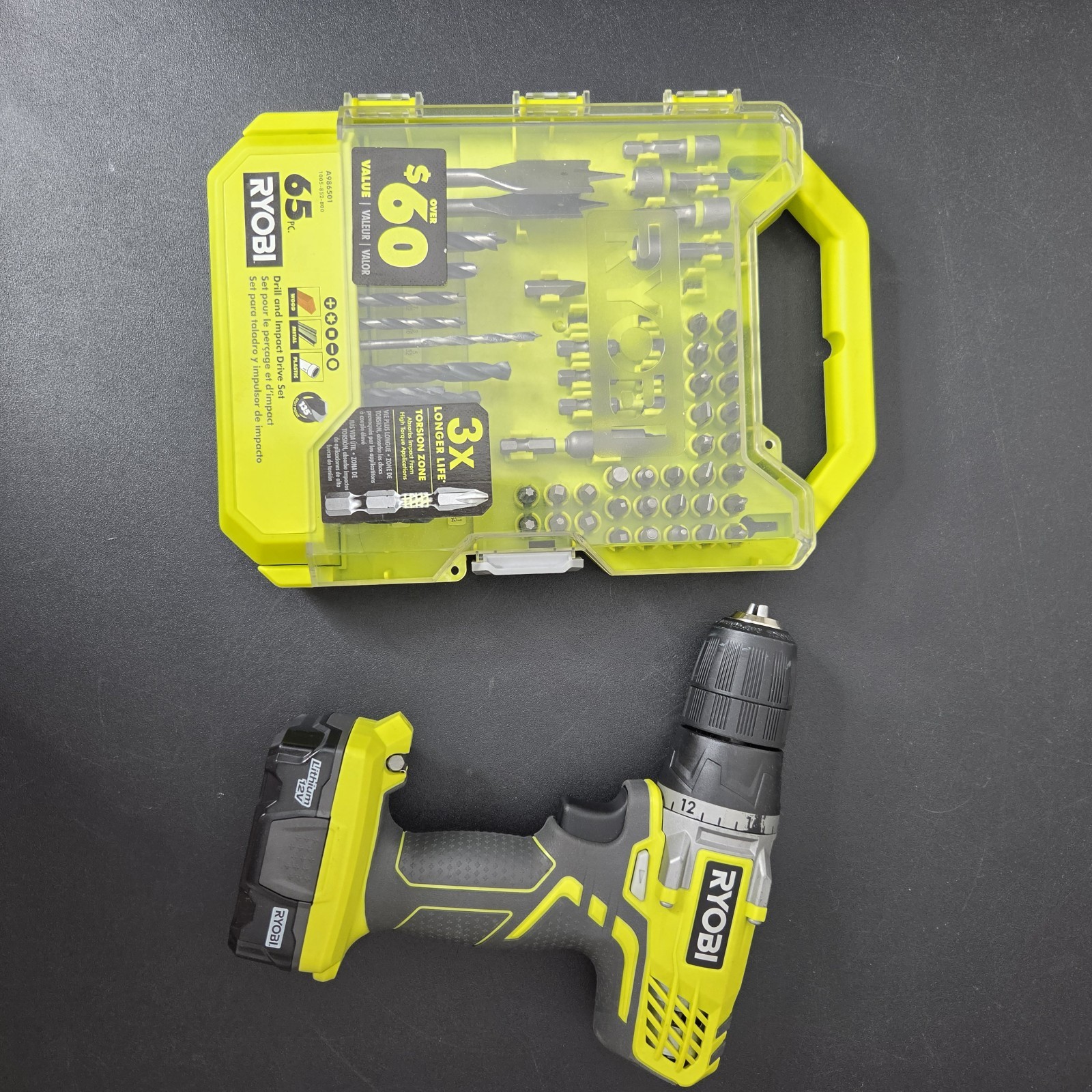 Ryobi 12V Compact Drill/Driver & 63! PC Drill & Impact Drive Set