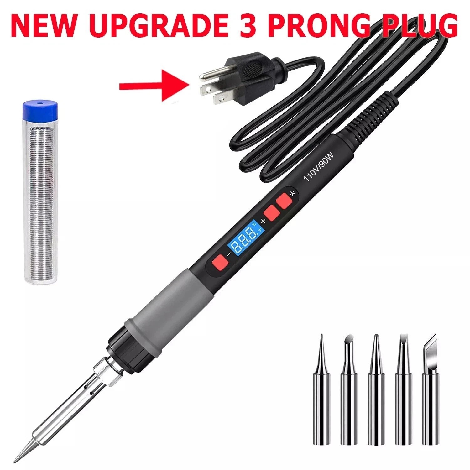 90W Digital Electric Soldering Iron Kit Tempe Adjustable Welding Tool Solder Gun