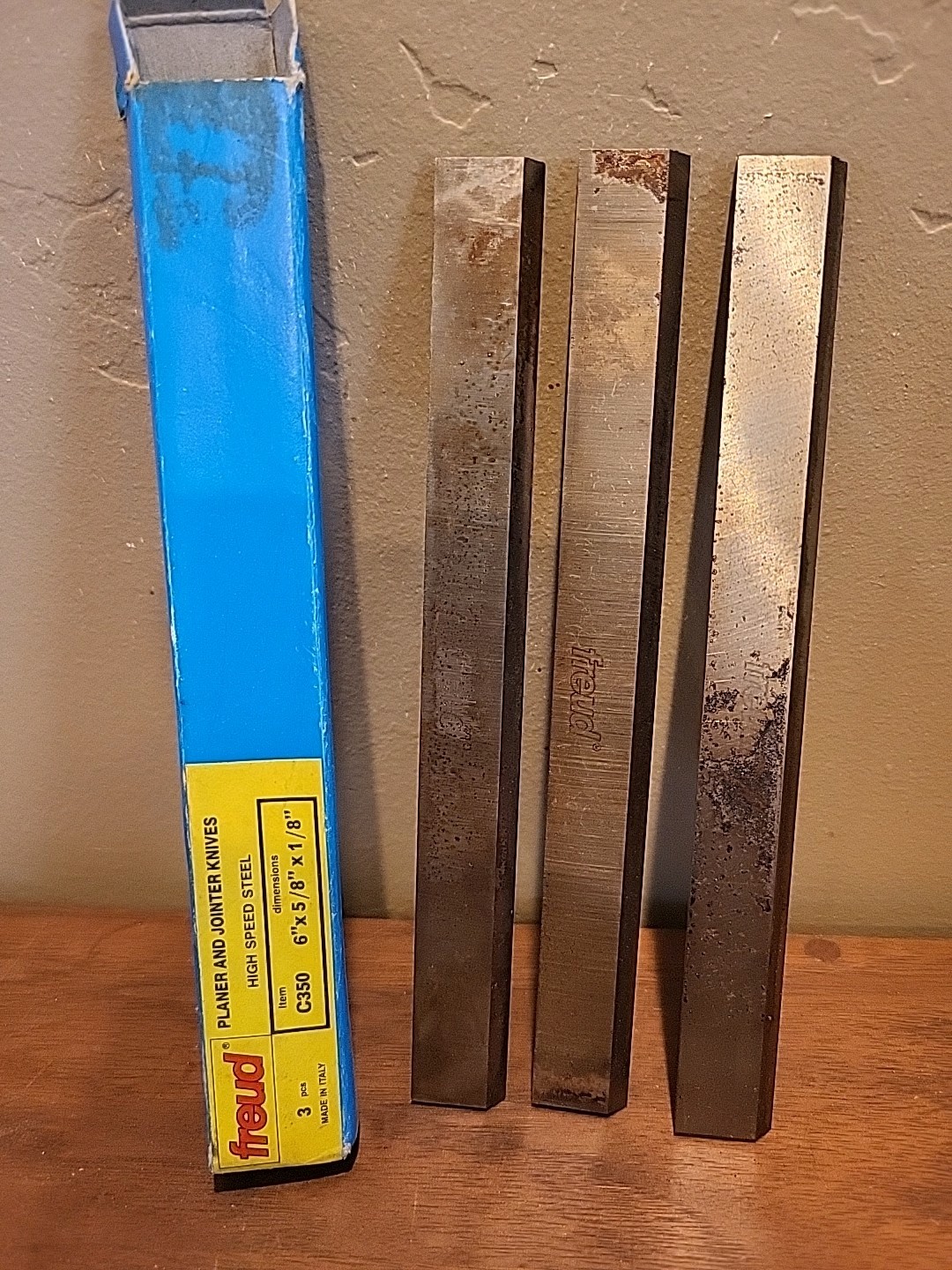 3 Freud 6&Prime; x 5/8&Prime; x 1/8&Prime; V2 HSS Planer Jointer Knives Brand New In Box Italy