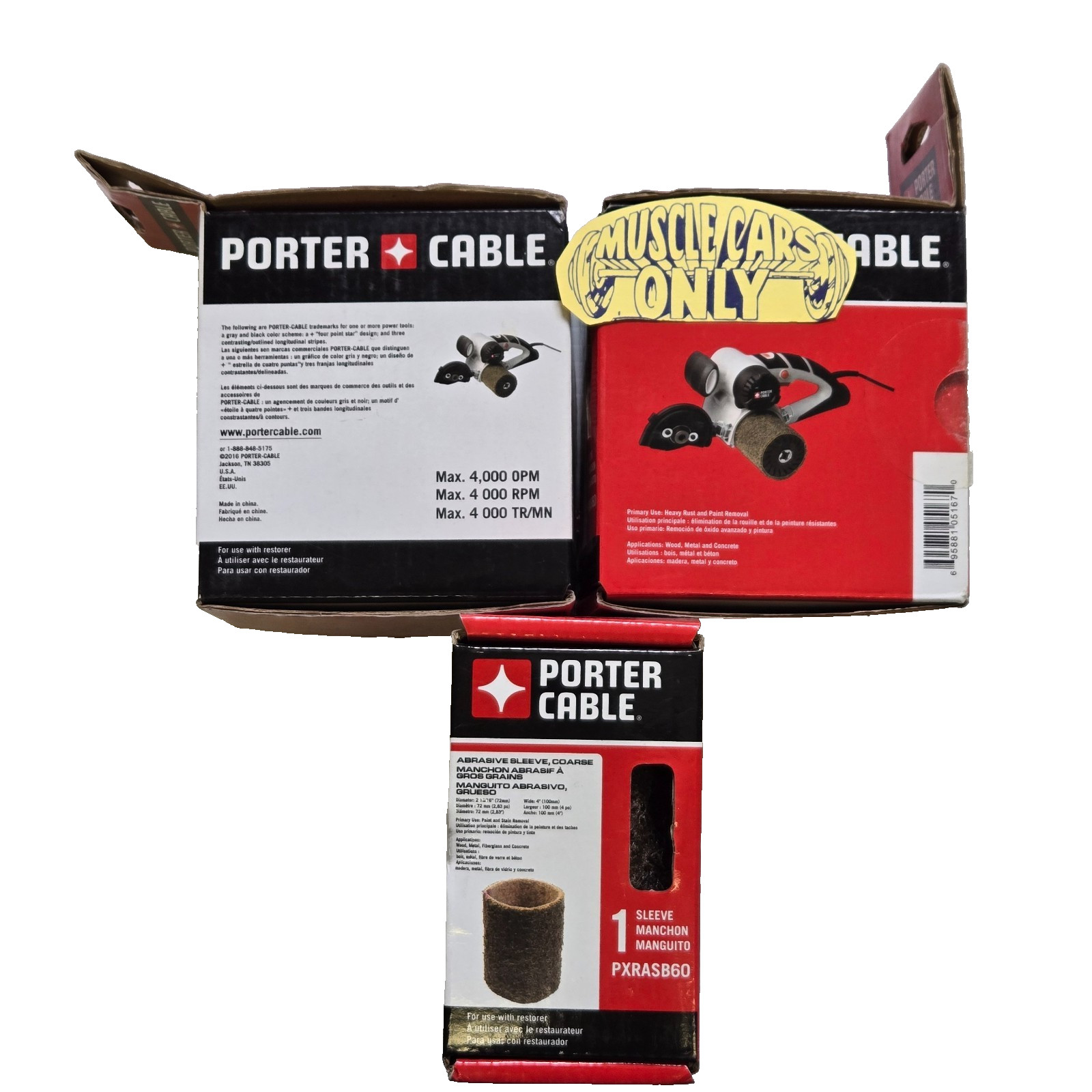 Porter Cable 60 Grit Abrasive Sleeves, Coarse Paint, Stain Removal for Restorer