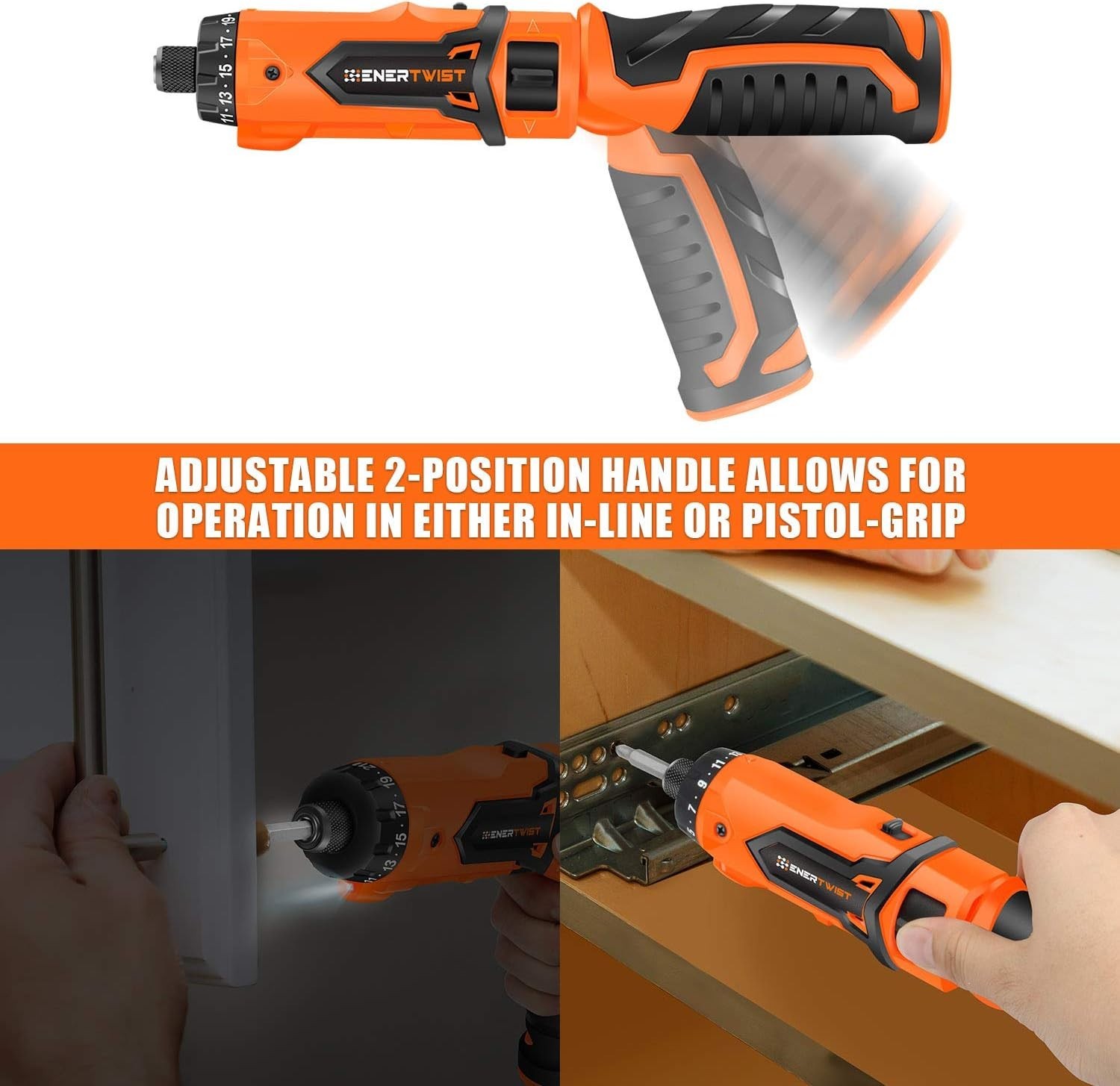 ENERTWIST 8V Cordless Electric Screwdriver Set with 82 Accessories & Case