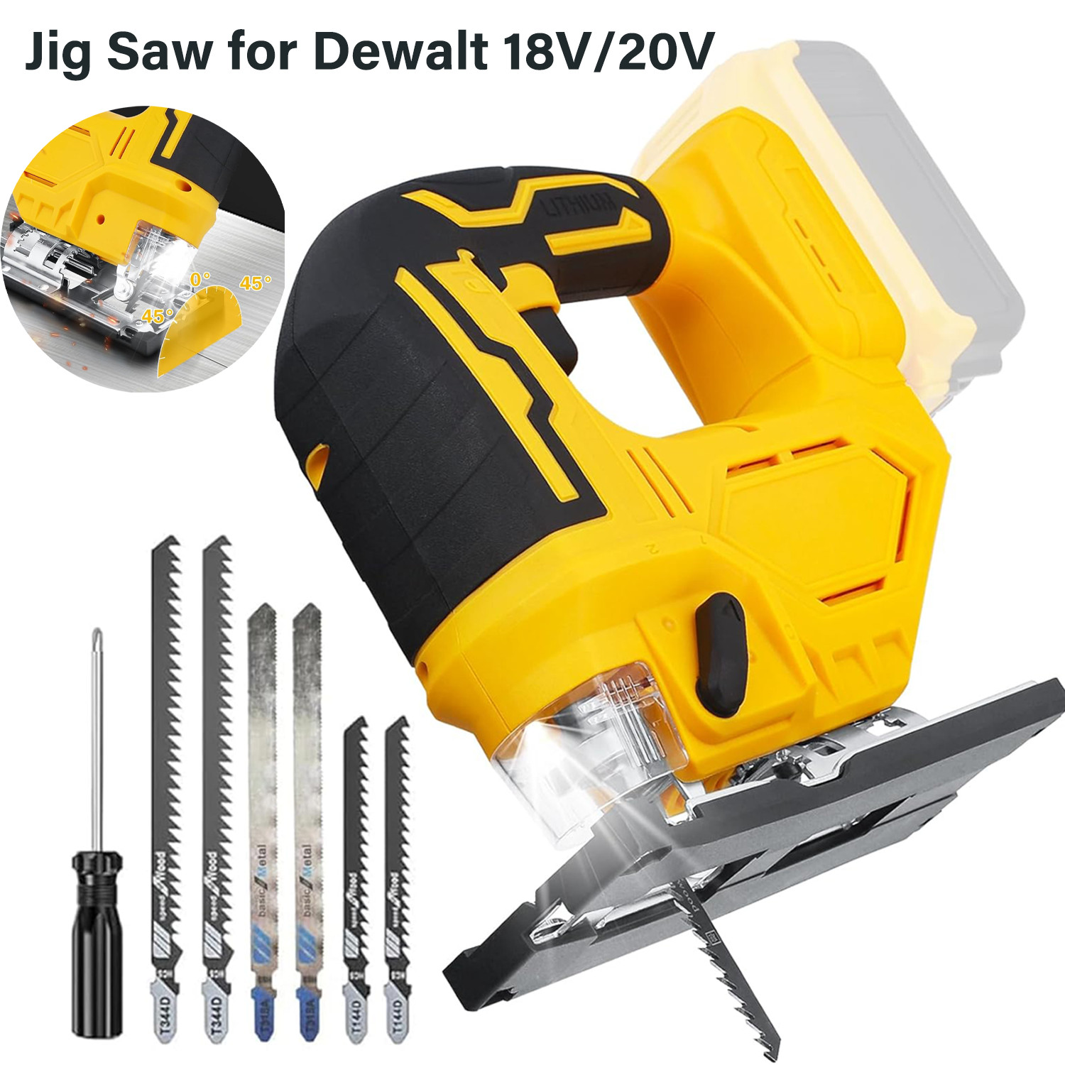 2700RPM Brushless Curve Saw 20V Cordless Electric Jig Saw Portable Adjustable US