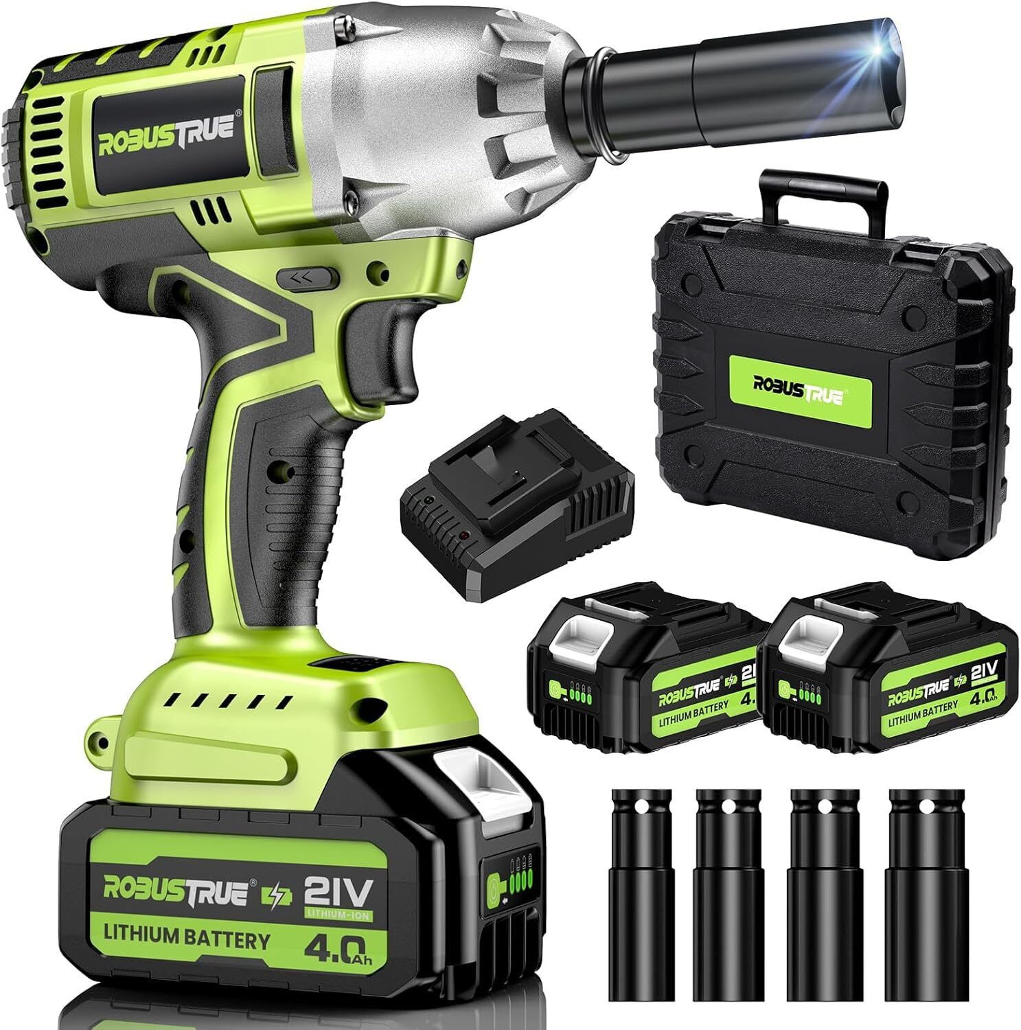 Cordless Impact Wrench 590Ft-lbs 800N.m Brushless 1/2&Prime; High Torque Electric Tool