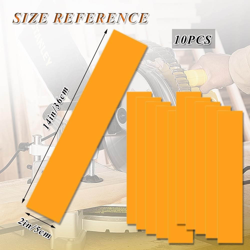 10 Pcs Yellow Zero Clearance Miter Saw Tape PVC Strips 2×14 Inch Precision