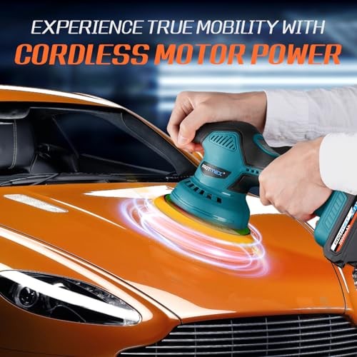 Cordless Car Buffer Polisher w/ 2x2000mAh 21V Batteries Blue