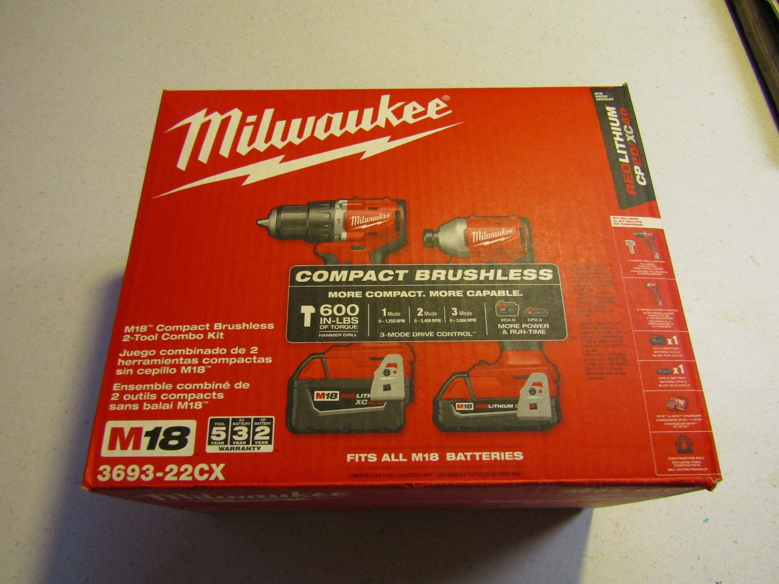 Milwaukee 3693-22Cx M18 Compact Brushless 2-Tool Combo Kit, ✅new-open box