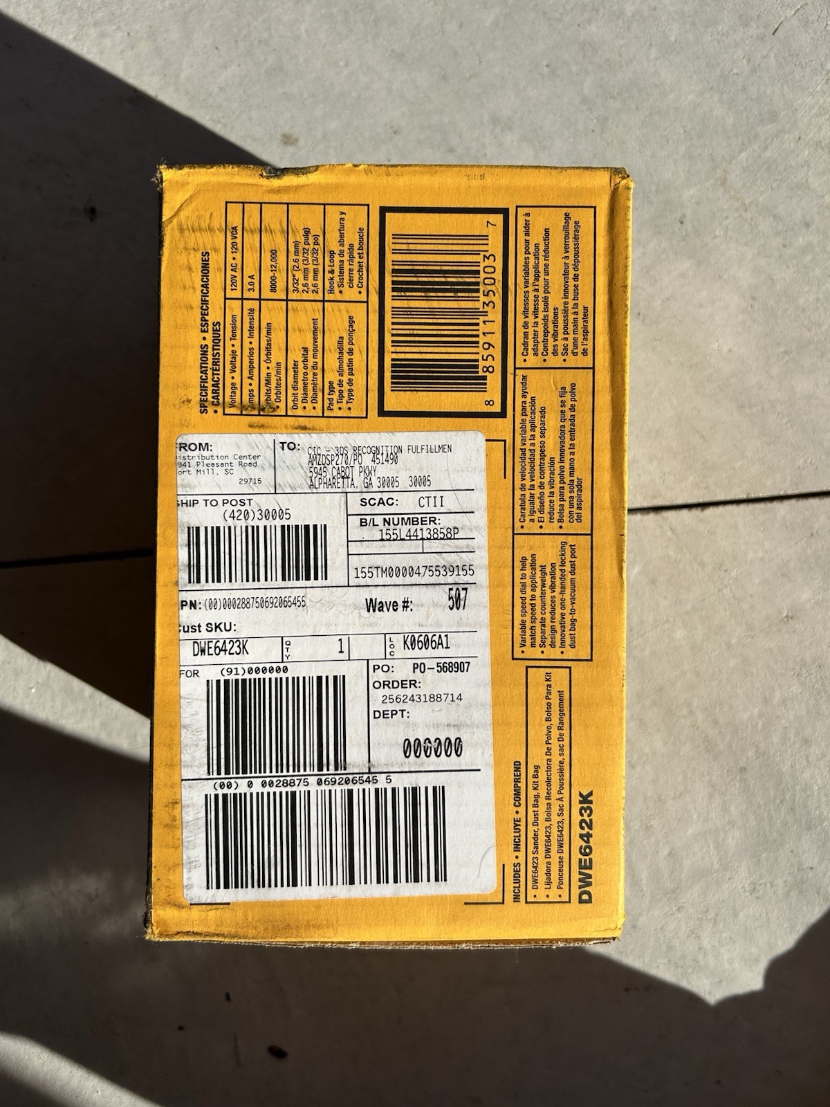 DEWALT 5 In. Variable Speed Orbital Sander