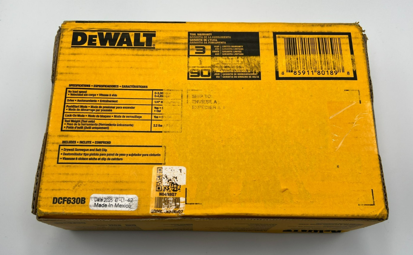 NEW DeWALT DCF630 20V MAX XR Brushless Drywall Screwgun (Tool Only)