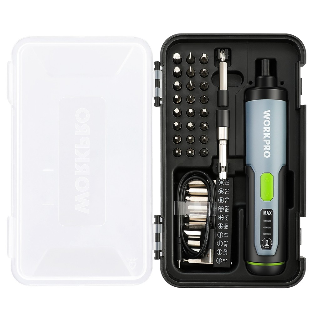 WORKPRO 4V Electric Screwdriver Rechargeable Cordless Screwdriver Set w/35 Bits