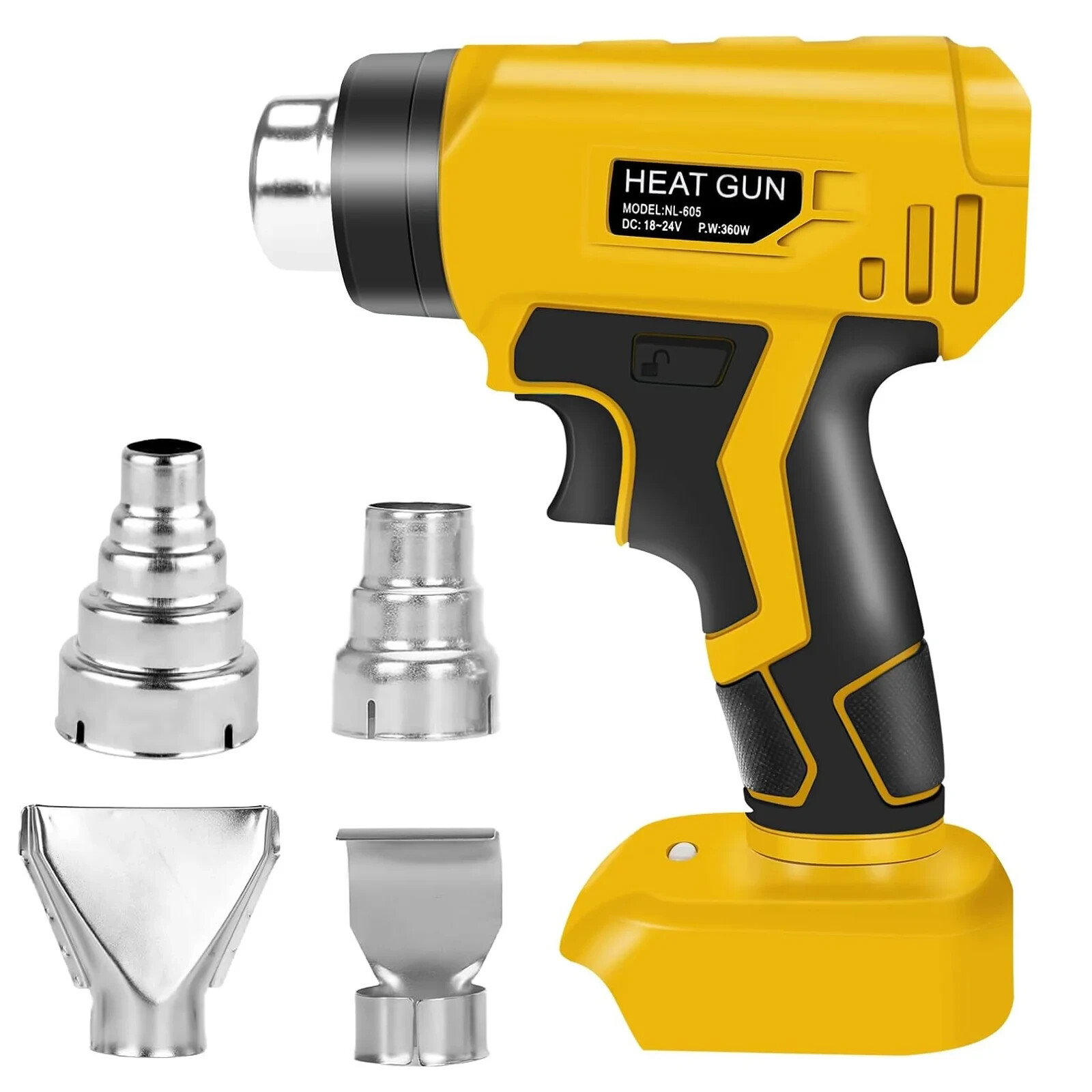 Heat Gun Hot Air Gun For Dewalt 18V Battery Power Heater Tools 360W+4 X Nozzles