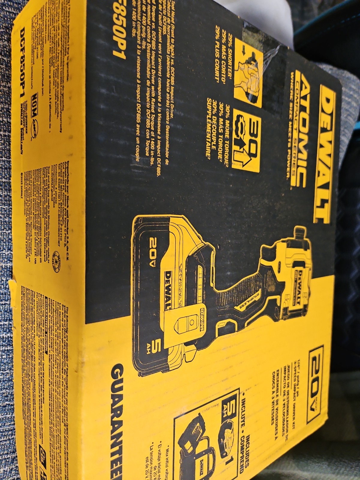 DeWALT DCF850P1 2026 Atomic 20V 1/4&Prime; Impact Driver Kit 5Ah XR Battery & Charger