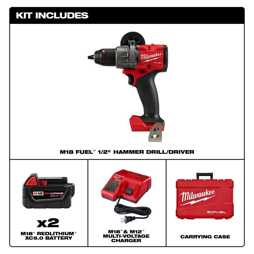 Milwaukee 2904-22 M18 FUEL 1/2&Prime; Hammer Drill/Driver Kit