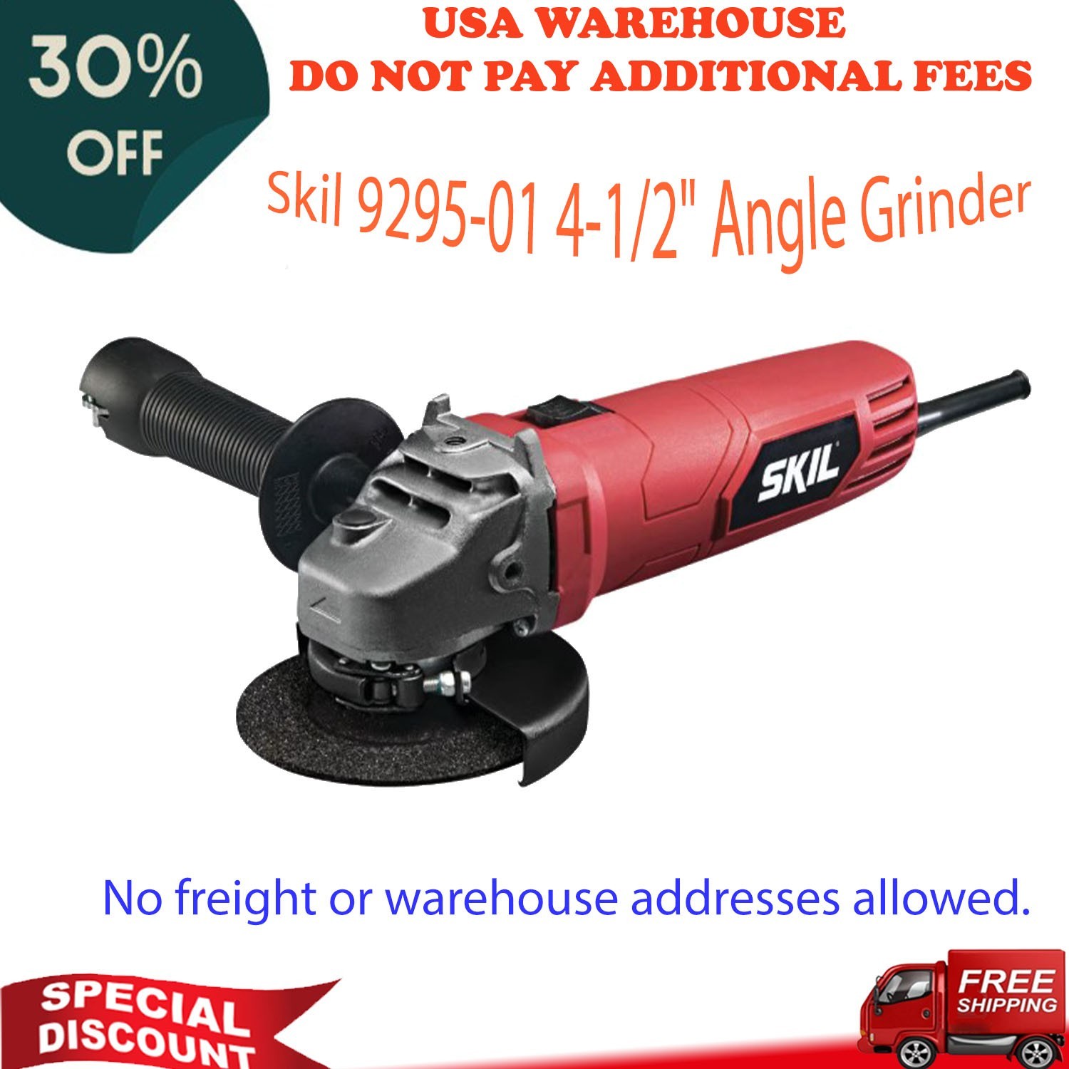 Skil 9295-01 4-1/2&Prime; Angle Grinder, Compact Design, 13.75 x 11.50 x 6.10 Inches