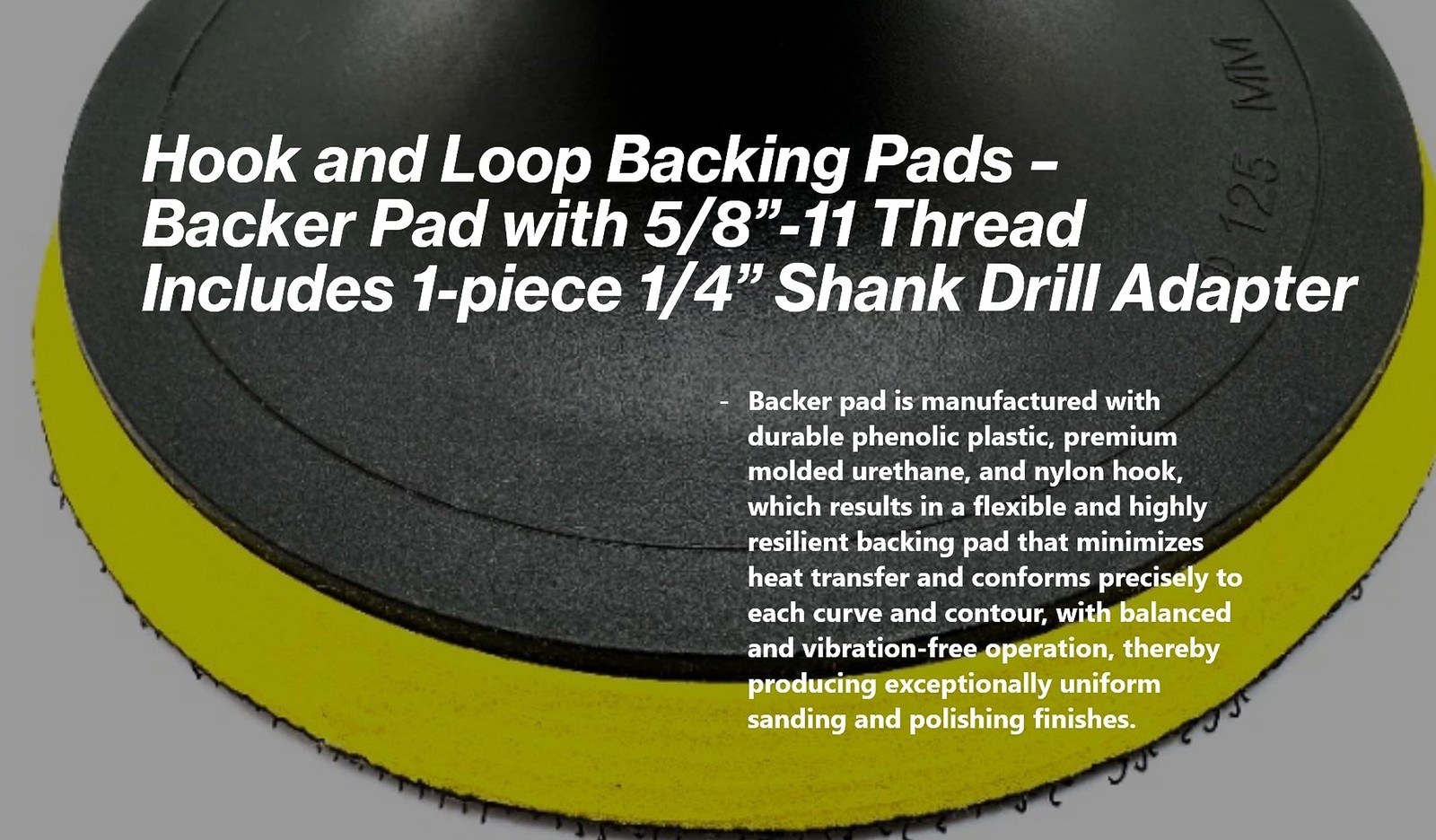 6&Prime; Hook and Loop Backing Plate for Wool Polishing Pads, Angle Grinder/Drill