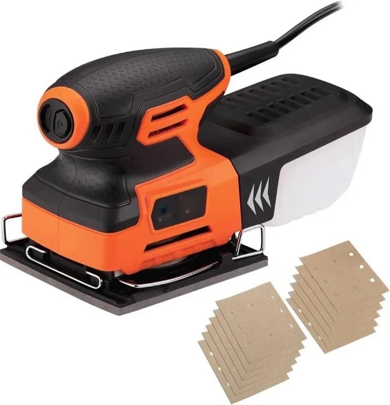TACKLIFE 1/4 Sheet Sander, 2.2A Palm Sander with 12Pcs Sanding Sheets, Hook and