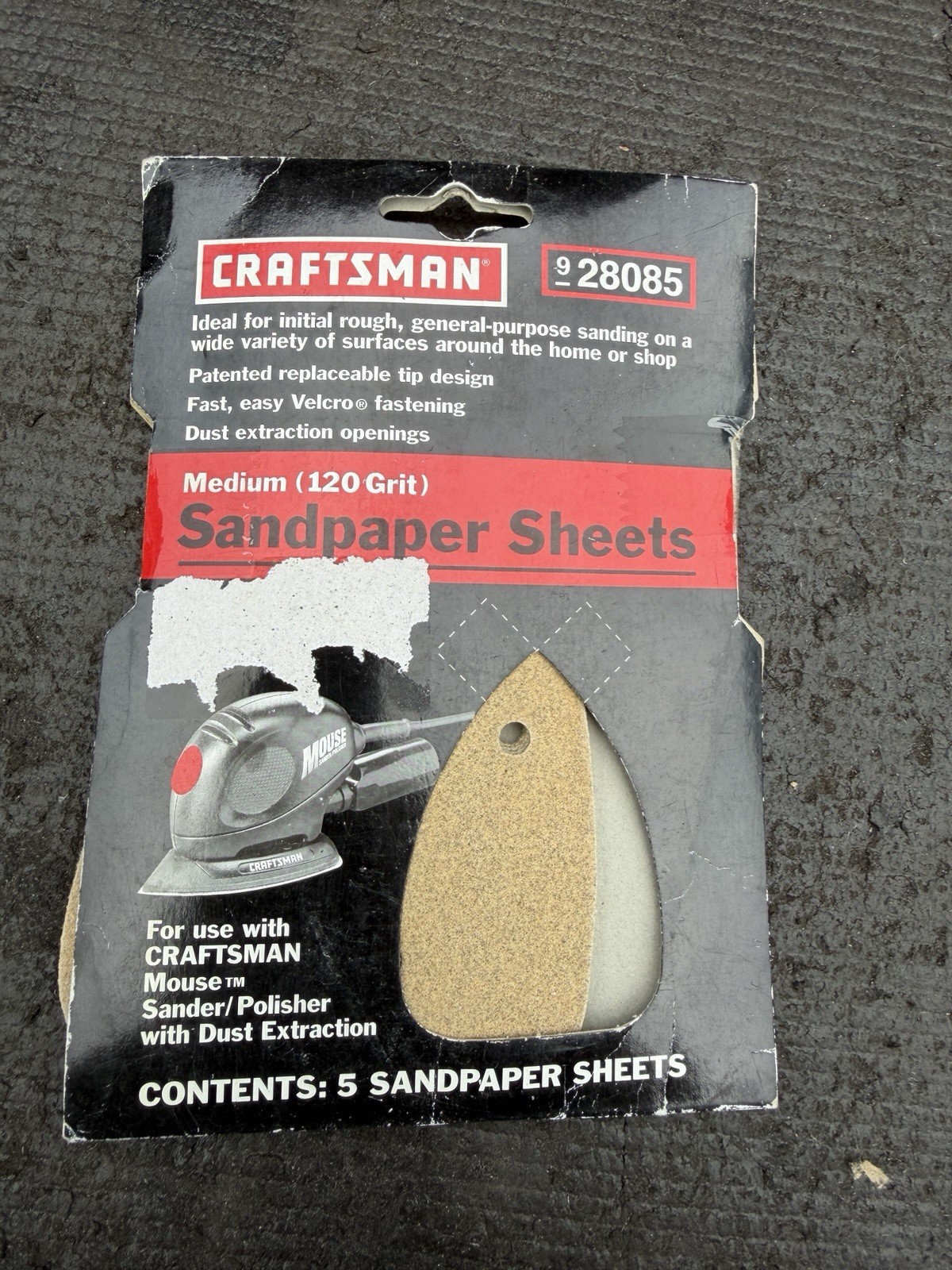 Sears Craftsman Nos Mouse Pad Sander 120 Grit Sandpaper 28085 5 Sheets!
