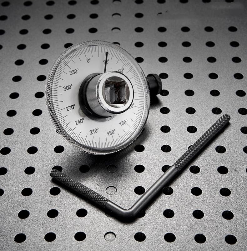 1/2 Inch Torque Wrench Angle Gauge Tool, 360° Adjustable 1/2&Prime; Drive Silver