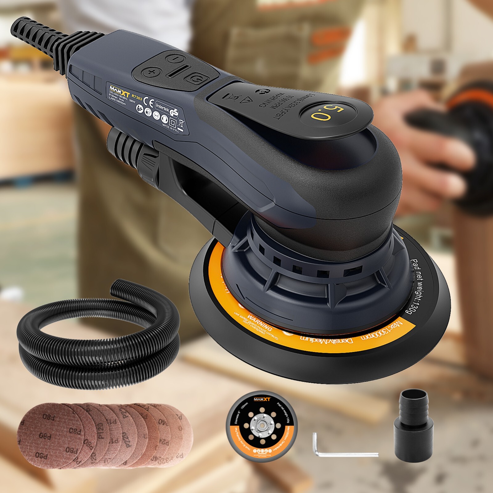 MAXXT Random Orbital Sander Brushless 350W Variable Speed 150mm (6&Prime;)