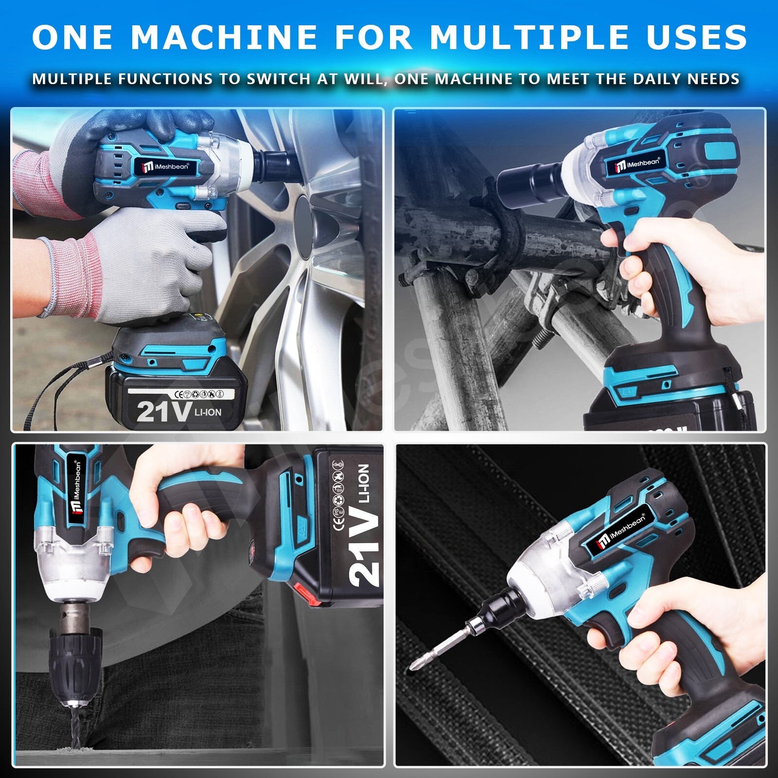 21V Cordless Impact Wrench 1/2&Prime; 550Nm High Torque Brushless Drill 5.5Ah Battery