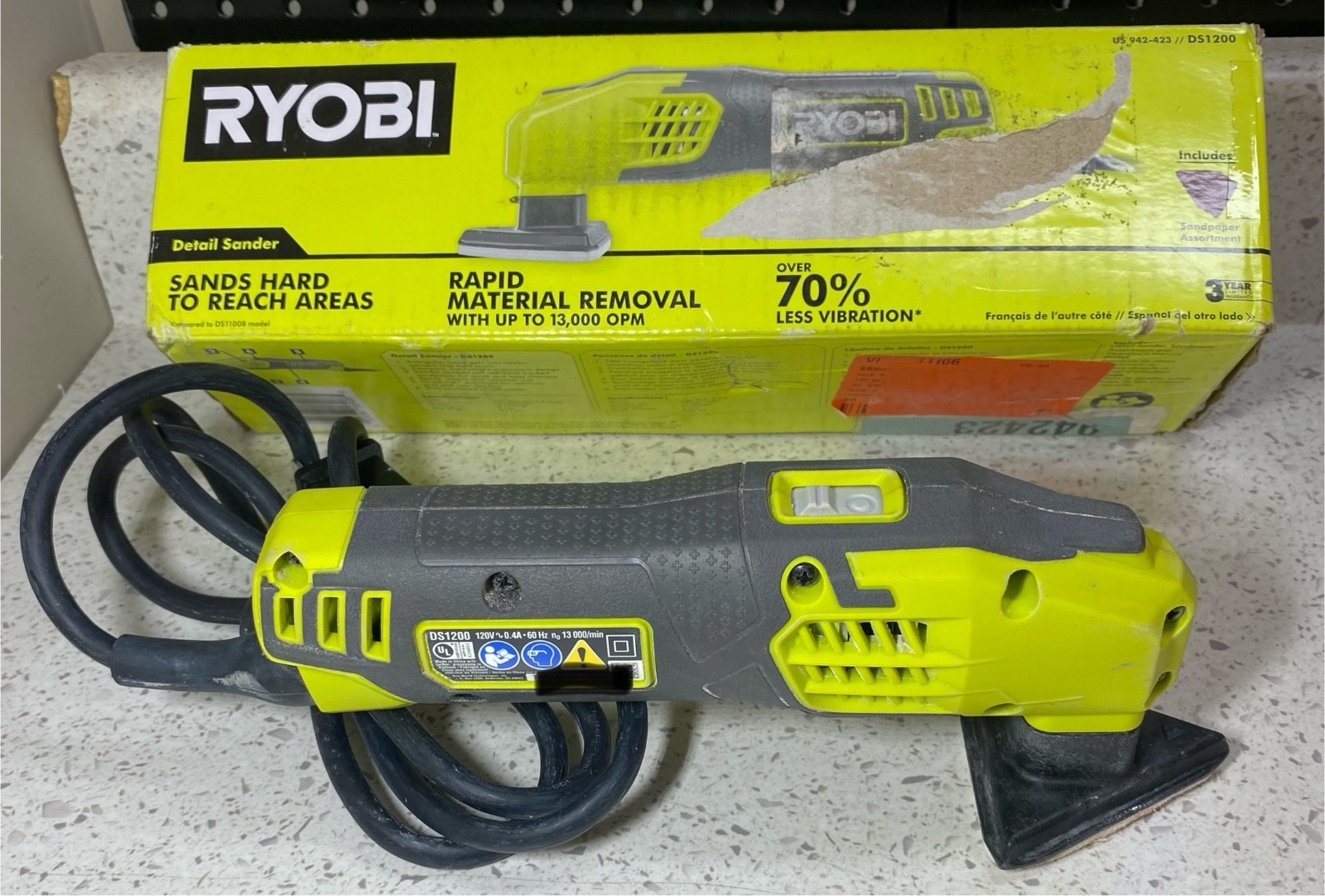 ** PARTS ONLY ** RYOBI 0.4 Amp Corded 2-7/8 in. Detail Sander DS1200