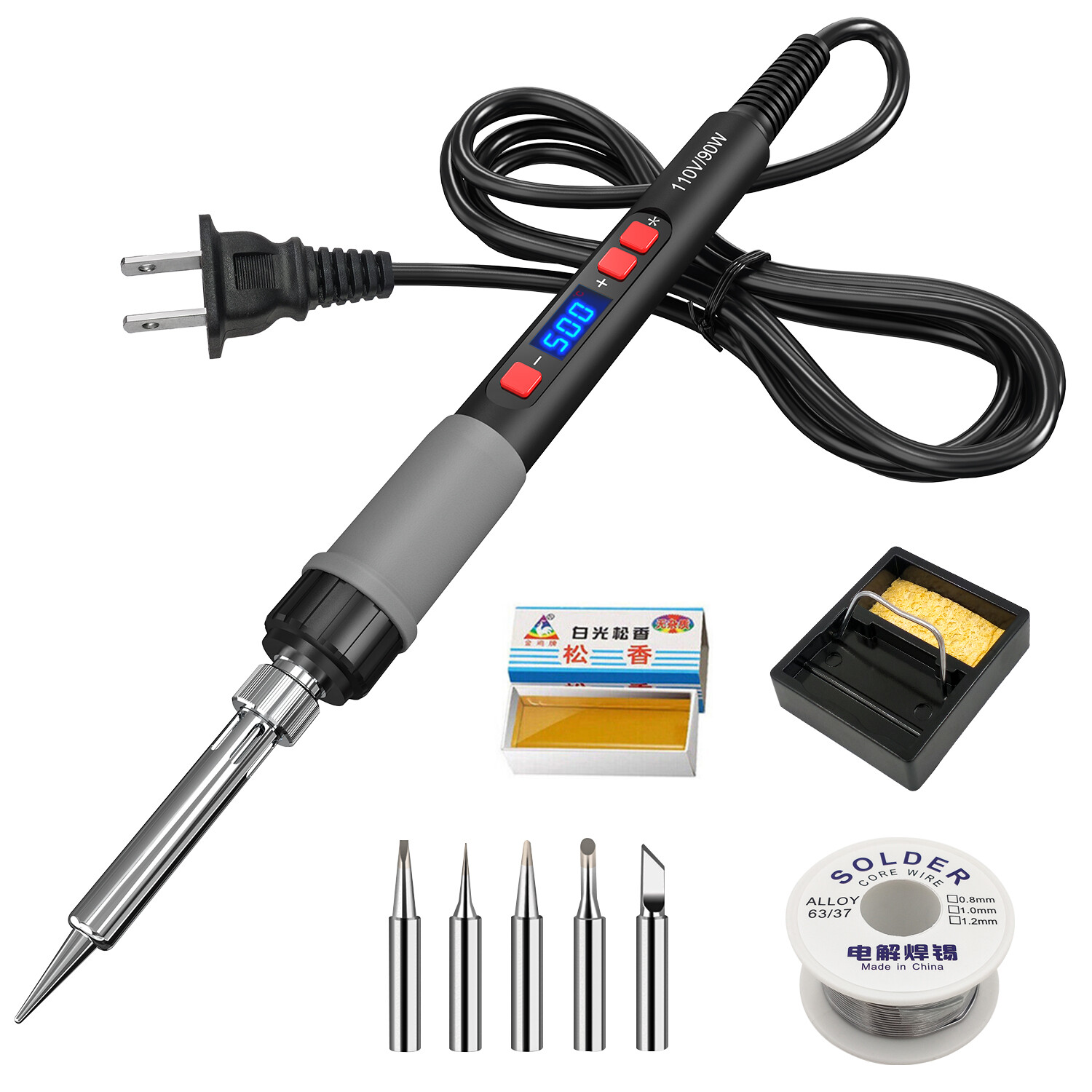 90W Soldering Iron Gun Kit Adjustable Temperature Welding Solder Wire Flux Paste